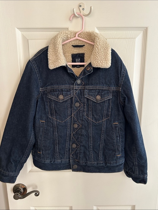 GAP Other - GAP kids Dark Blue Denim Jacket with Cream Sherpa Collar